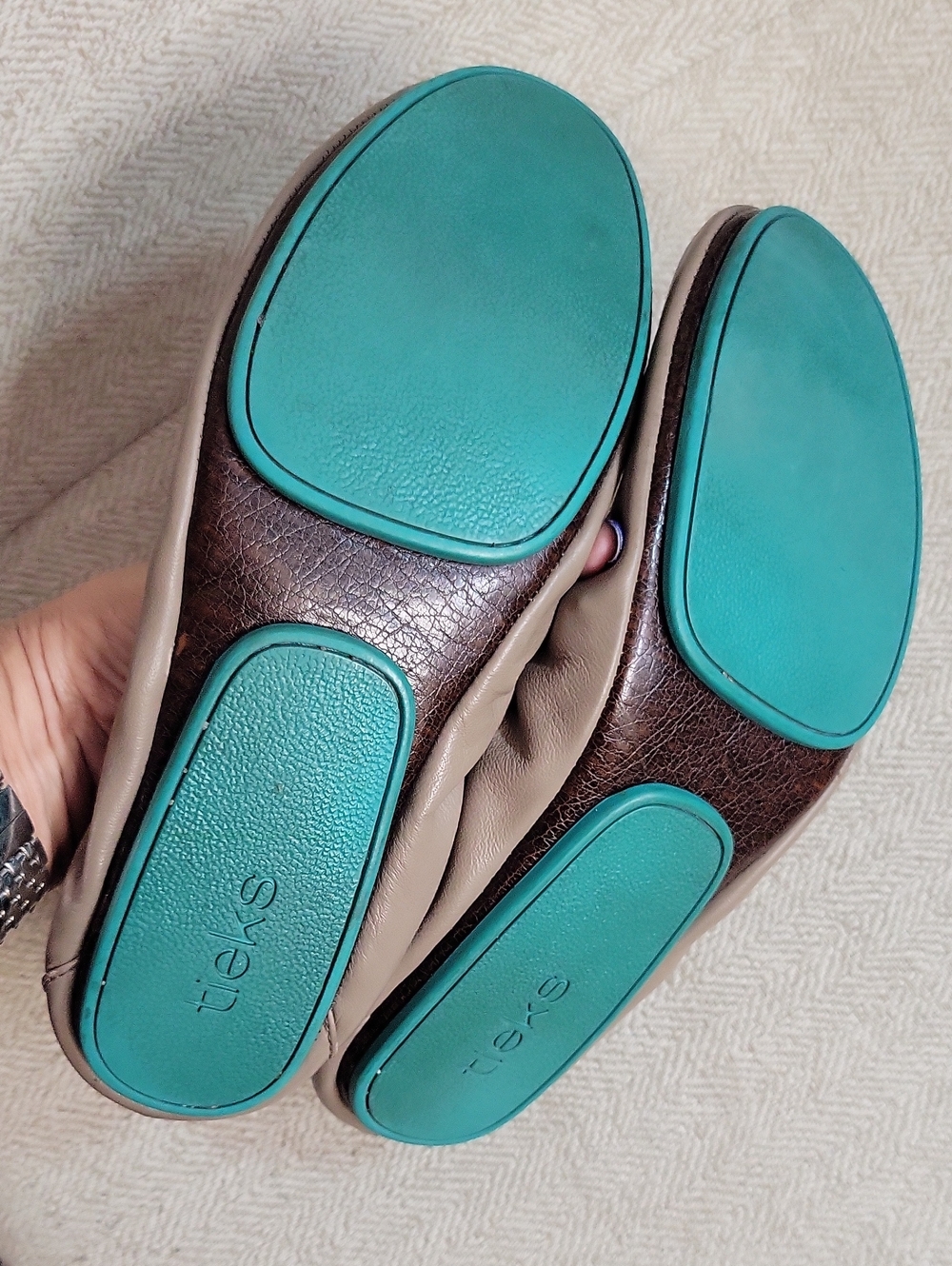 TIEKS Taupe Leather Ballet Flats - Picture 5 of 7